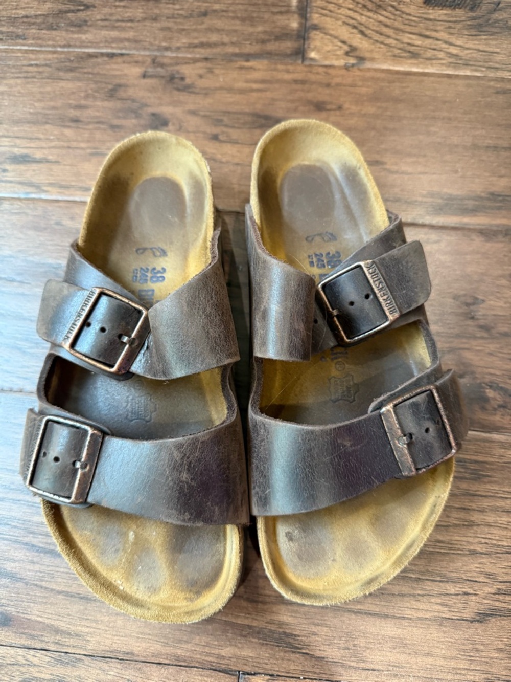 Women’s Brown Double-Buckle Leather Birkenstocks